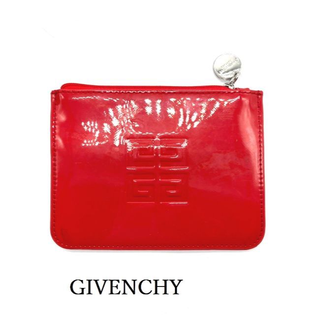 GIVENCHY(ジバンシィ)の【良品】GIVENCHY　エナメル　ポーチ　幅15cm　ロゴ　レッド レディースのファッション小物(ポーチ)の商品写真