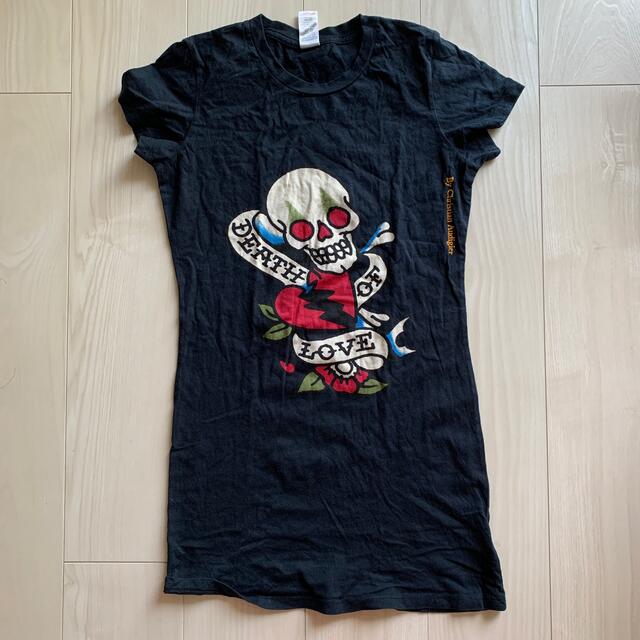 Ed Hardy(エドハーディー)のEd Hardy エドハーディー　Tシャツ　ワンピース　黒　M メンズのトップス(Tシャツ/カットソー(半袖/袖なし))の商品写真