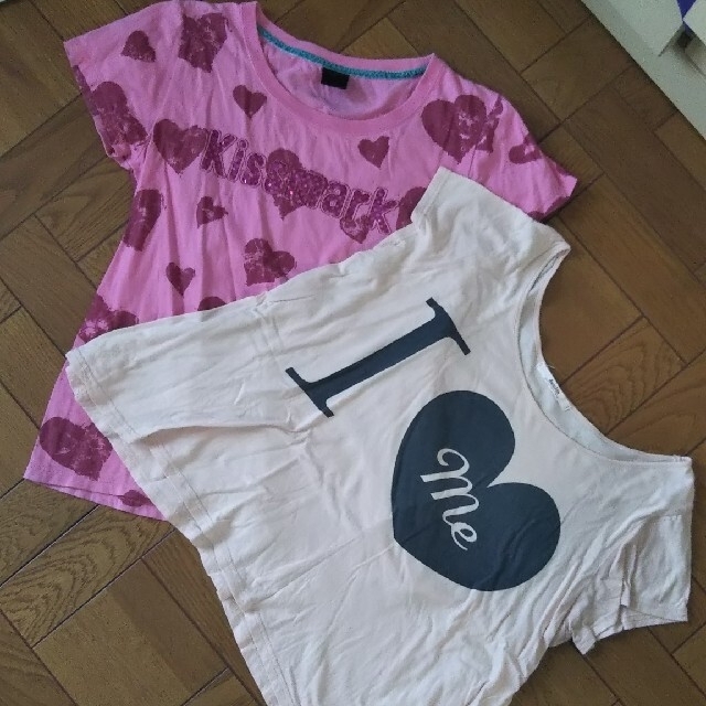 kissmark(キスマーク)のダズリン キスマーク 半袖Tシャツレディース 2枚 部屋着 ピンクかわいいハート レディースのトップス(Tシャツ(半袖/袖なし))の商品写真