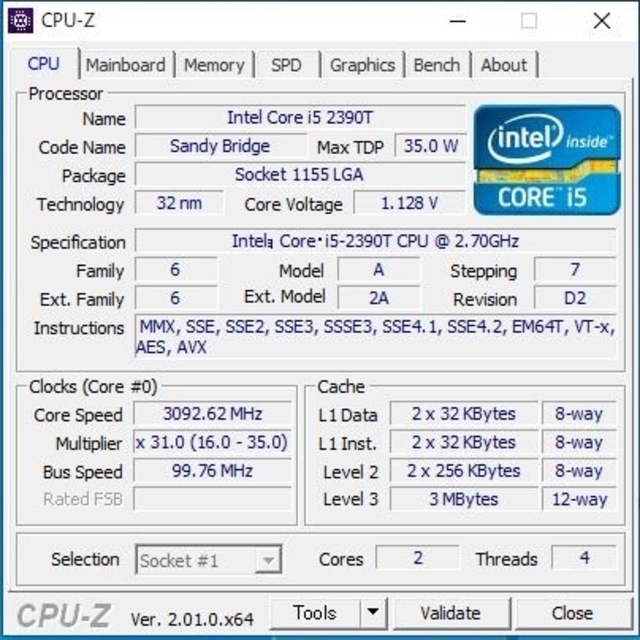 【セット】CPU（i5 2390T）+MB+16GBメモリ+CPUクーラー 5