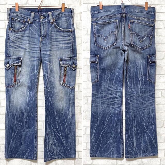 Levi's リーバイス707 デニムカーゴパンツ フレアパンツ ウォッシュ加工