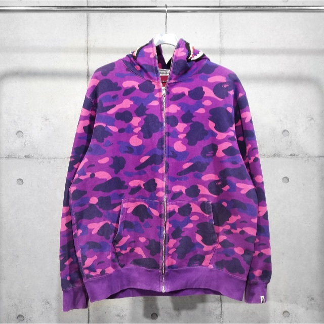 A BATHING APE PURPLE CAMO SHARK HOODED