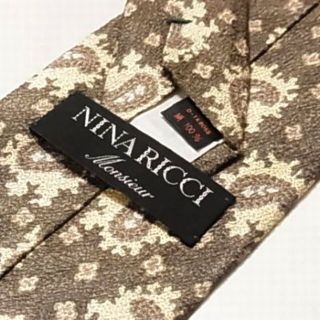 ニナリッチ(NINA RICCI)の未使用品ニナリッチNINA RICCIネクタイ緑茶グリーン茶色ブラウン系光沢(ネクタイ)