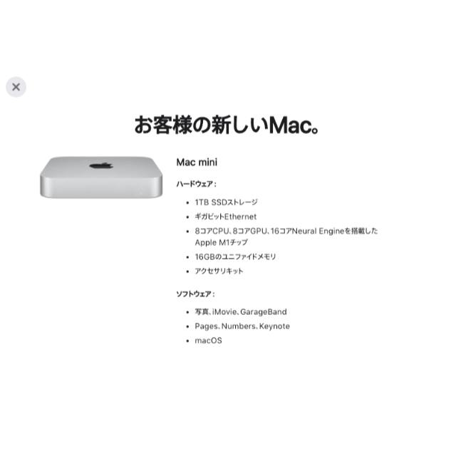 M1 Mac mini 【16GB / 1TB SSD】