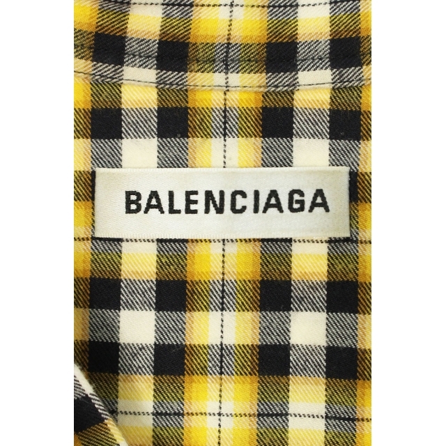 バレンシアガ バックロゴチェックリボンカラー長袖シャツ 34