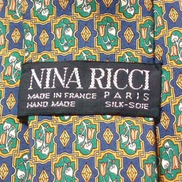 NINA RICCI(ニナリッチ)の未使用品フランス製ニナ リッチNINA RICCIネクタイ緑紺黄系HAND メンズのファッション小物(ネクタイ)の商品写真