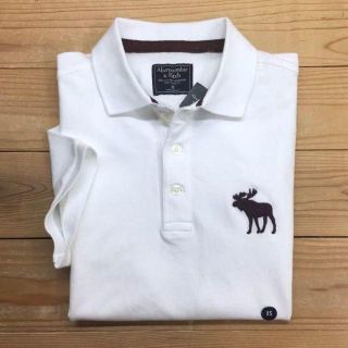 アバクロンビーアンドフィッチ(Abercrombie&Fitch)の新品【メンズXS】★アバクロ★ストレッチ生地！ビッグムース半袖ポロシャツ/白(ポロシャツ)