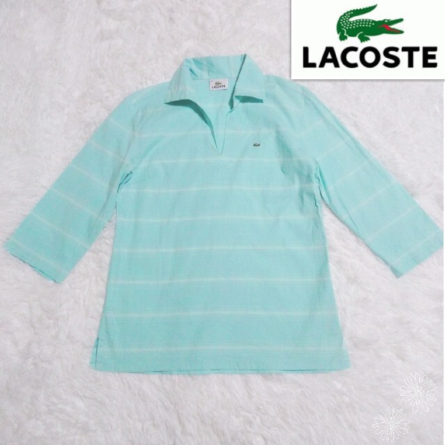 LACOSTE(ラコステ)のLACOSTE ラコステ ストライプ シャツ ライトブルー 水色 M レディースのトップス(シャツ/ブラウス(長袖/七分))の商品写真