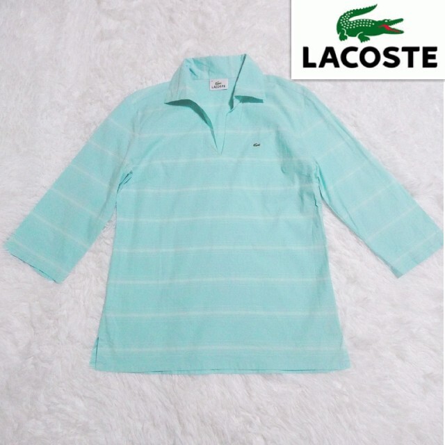 LACOSTE(ラコステ)のLACOSTE ラコステ ストライプ シャツ ライトブルー 水色 M レディースのトップス(シャツ/ブラウス(長袖/七分))の商品写真