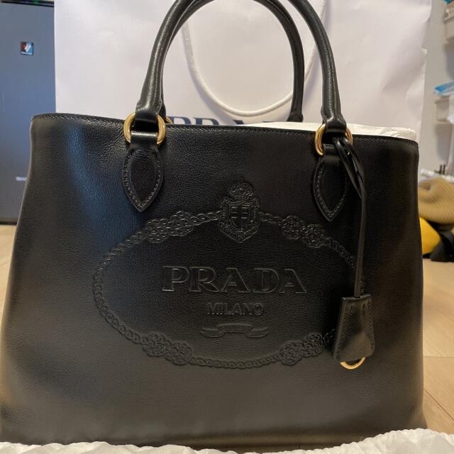 PRADA - 【最終大幅値下】美品　PRADA2WAY　ハンドバッグ　カーフ　ブラック