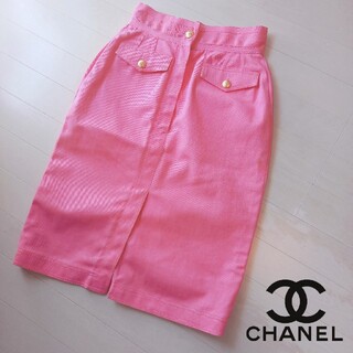 シャネル(CHANEL)のヴィンテージ CHANEL シャネル オールドシャネル スカート ピンク(ひざ丈スカート)