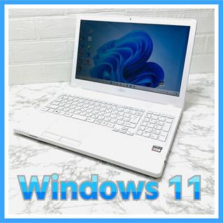 フジツウ(富士通)のWindows11／FUJITSU ノートパソコン／offic2019(ノートPC)