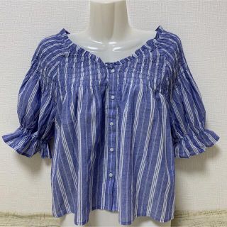 ダブルクローゼット(w closet)の☆★新品未使用★☆ダブルクローゼット フレアスリーブ マルチストライプブラウス(シャツ/ブラウス(半袖/袖なし))