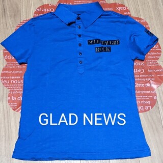 グラッドニュース(GLAD NEWS)のGLAD NEWS グラッドニュース　ポロシャツ半袖　ブルー(ポロシャツ)
