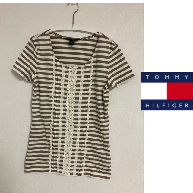 TOMMY HILFIGER(トミーヒルフィガー)のTommy Hilfiger トミーヒルフィガー ボーダー　レース　tシャツ レディースのトップス(Tシャツ(半袖/袖なし))の商品写真