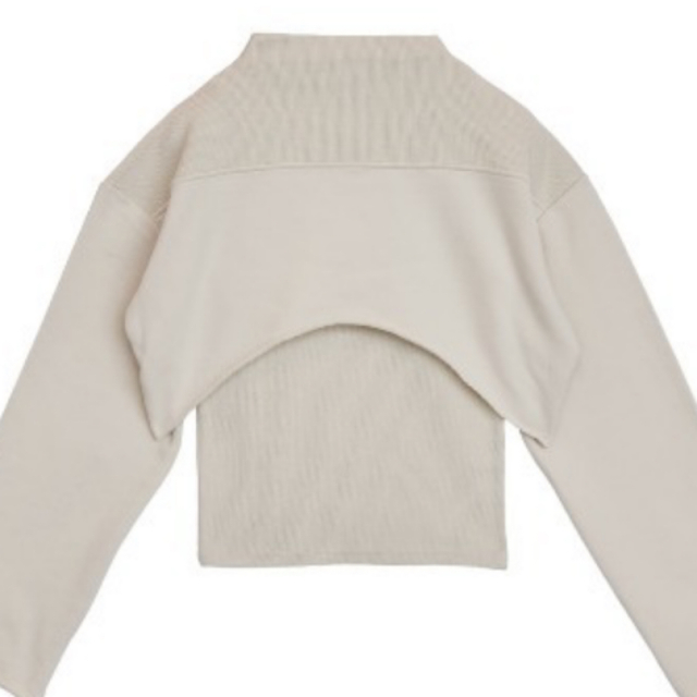 Ameri VINTAGE(アメリヴィンテージ)のAmeri◆OPEN SLEEVE LAYERED SWEAT アイボリー レディースのトップス(カットソー(長袖/七分))の商品写真