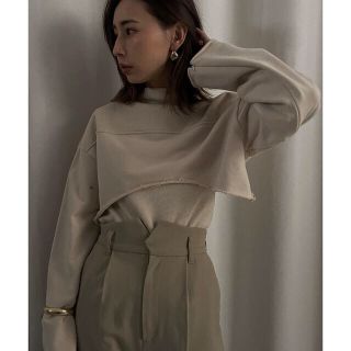 アメリヴィンテージ(Ameri VINTAGE)のAmeri◆OPEN SLEEVE LAYERED SWEAT アイボリー(カットソー(長袖/七分))