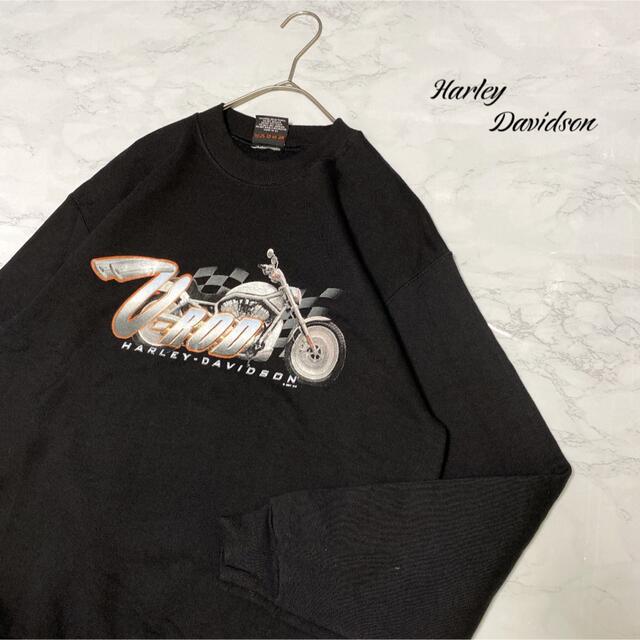 Harley Davidson(ハーレーダビッドソン)のスウェット　ハーレーダビッドソン　英国製　クルーネック　古着　激レア　立体ロゴ メンズのトップス(スウェット)の商品写真