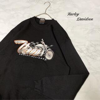 ハーレーダビッドソン(Harley Davidson)のスウェット　ハーレーダビッドソン　英国製　クルーネック　古着　激レア　立体ロゴ(スウェット)