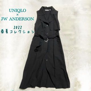 ユニクロ(UNIQLO)の美品 ユニクロ アンダーソン リネンブレンド ラペルワンピース Ｍの方にも♡(ロングワンピース/マキシワンピース)