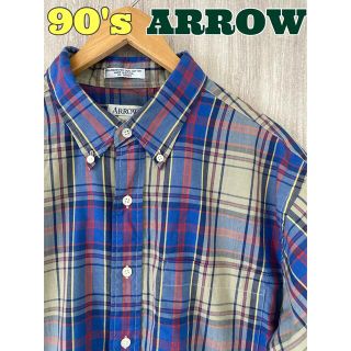 アロー(ARROW)のARROW SPORT アロー　BDシャツ　チェックシャツ　半袖　90's古着(シャツ)