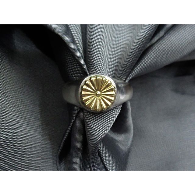 ★菊紋印台銀製指輪silver925(シンプル・タイプ)★菊：真鍮★
