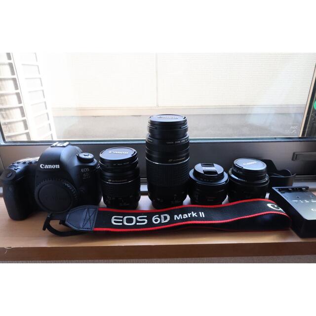 Canon(キヤノン)のキャノン Canon EOS 6D mark II & レンズ4本セット スマホ/家電/カメラのカメラ(デジタル一眼)の商品写真