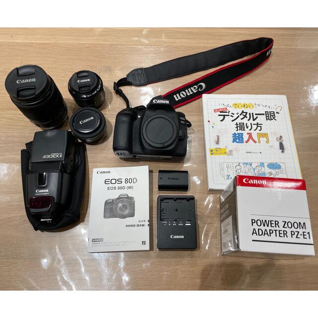 Canon 80Dレンズ3本ズームアダプタストロボ、トータルセット 品質満点