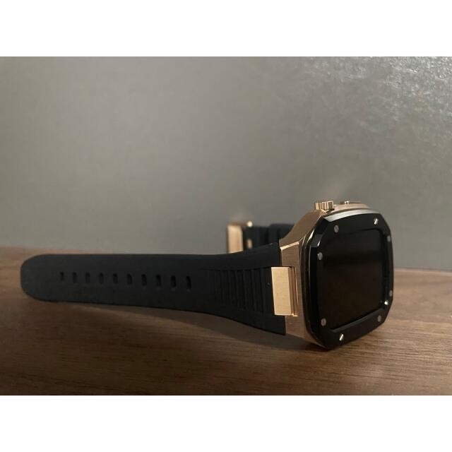 45mm apple watch7 8 メタル ラバーベルト カスタム 金属 - ラバーベルト