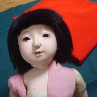 値下げ３！市松人形38センチ・人毛の戦前の子・銘東光作家。