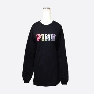 ヴィクトリアズシークレット(Victoria's Secret)の★新品★ピンク★レインボーロゴプリント長袖Tシャツ (Black/XS)(Tシャツ(長袖/七分))