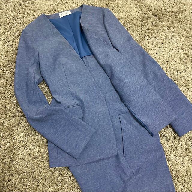 良品✨PLST プラステ セットアップ ノーカラージャケット ブルー