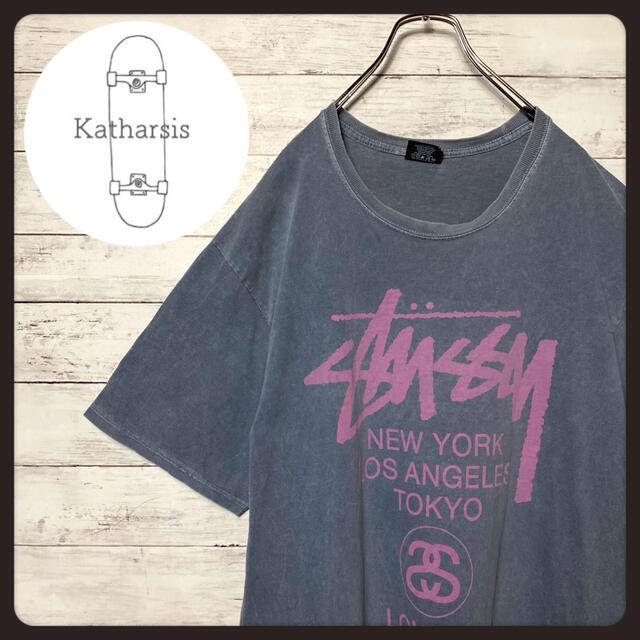 STUSSY(ステューシー)の【希少カラー】ステューシー　ワールドツアー　両面プリン霜降り　Tシャツ メンズのトップス(Tシャツ/カットソー(半袖/袖なし))の商品写真