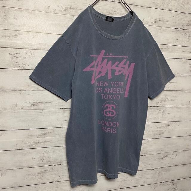 STUSSY(ステューシー)の【希少カラー】ステューシー　ワールドツアー　両面プリン霜降り　Tシャツ メンズのトップス(Tシャツ/カットソー(半袖/袖なし))の商品写真