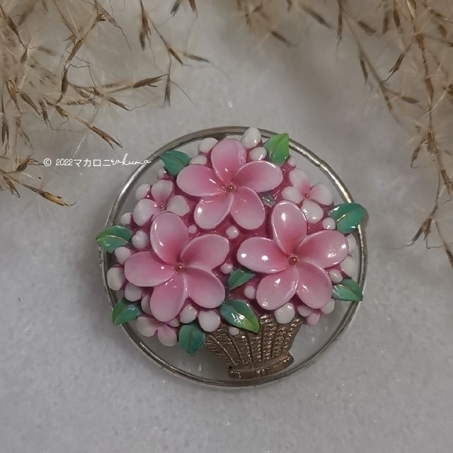値下げ 俊兼vintage2wayブローチ花籠 桃色 ピンク トシカネジュエリー
