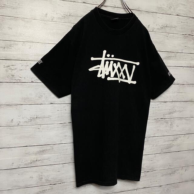 STUSSY(ステューシー)の【希少デザイン】ステューシー　プリントデカロゴ　ブラッTシャツ　メキシコ製 メンズのトップス(Tシャツ/カットソー(半袖/袖なし))の商品写真