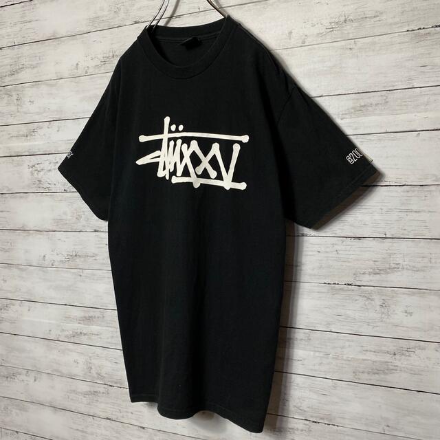 STUSSY(ステューシー)の【希少デザイン】ステューシー　プリントデカロゴ　ブラッTシャツ　メキシコ製 メンズのトップス(Tシャツ/カットソー(半袖/袖なし))の商品写真