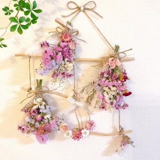 ドライフラワー スワッグ ガーランド 流木 母の日 カーネーション バラ 紫陽花(ドライフラワー)