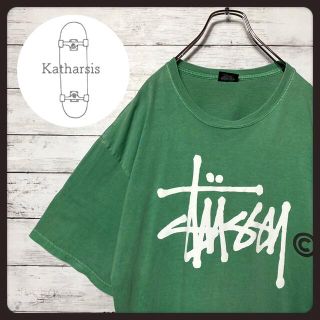 ステューシー(STUSSY)の【アースカラー】ステューシー　ミントグリーン　プリントロゴ　ビックサイズTシャツ(Tシャツ/カットソー(半袖/袖なし))