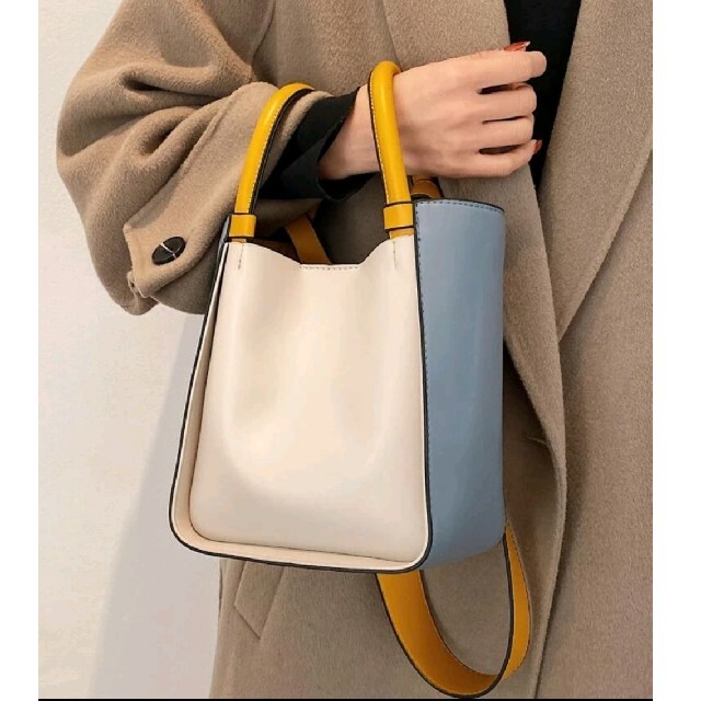 【新品】カラーブロックバゲットバッグ レディースのバッグ(ハンドバッグ)の商品写真