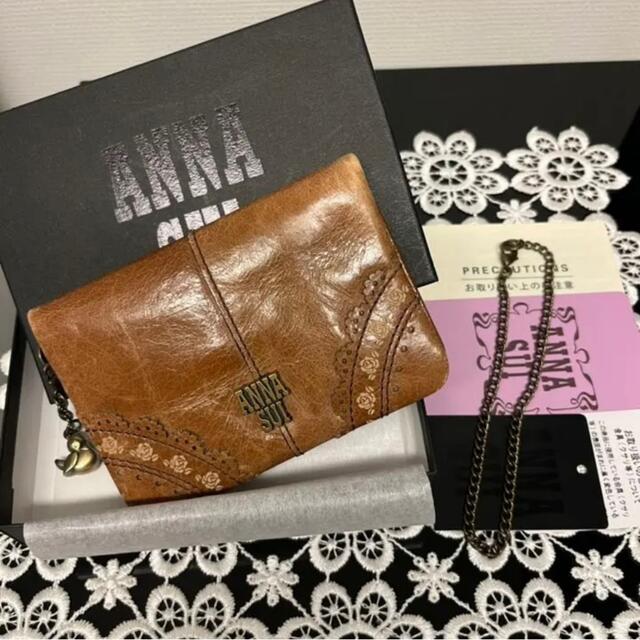 ANNA SUI(アナスイ)のANNA SUI アナスイ パスケース ローズガーデン キャメル 小鳥 牛革 レディースのファッション小物(パスケース/IDカードホルダー)の商品写真