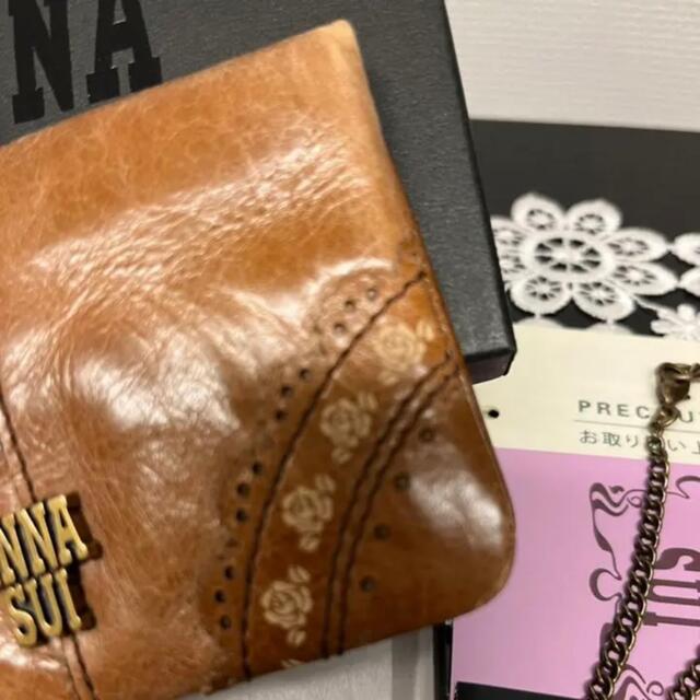 ANNA SUI(アナスイ)のANNA SUI アナスイ パスケース ローズガーデン キャメル 小鳥 牛革 レディースのファッション小物(パスケース/IDカードホルダー)の商品写真