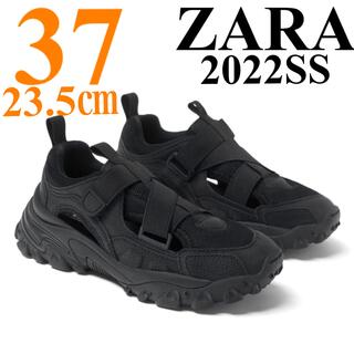 ザラ(ZARA)の【ZARA】ザラ 37 オープンテクニカルスニーカー 黒 BLACK ブラック(スニーカー)