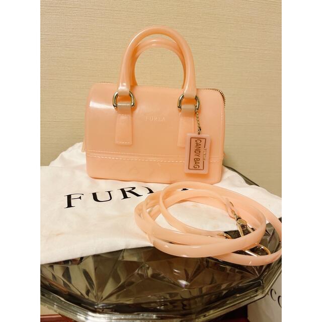 FURLA キャンディバッグ　ミニボストン　ピンク　フラワーリベット