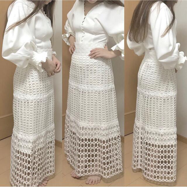 IENA(イエナ)のIENA レーススカート　ホワイト レディースのフォーマル/ドレス(ウェディングドレス)の商品写真
