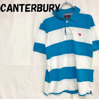 カンタベリー(CANTERBURY)のカンタベリー 半袖 シャツ ポロシャツ ボーダー ブルー ホワイト サイズM(ポロシャツ)