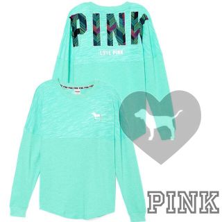 ヴィクトリアズシークレット(Victoria's Secret)の新品♡VS PINK♡チュニック丈のトップス♡カラフルロゴ♡ミント Mサイズ(チュニック)