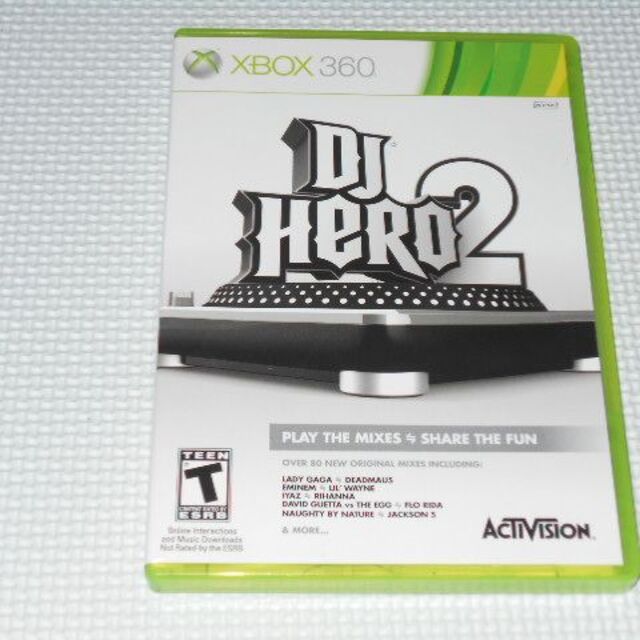 Xbox360(エックスボックス360)のxbox360★DJ HERO 2 海外版★箱付・説明書付・ソフト付★動作確認済 エンタメ/ホビーのゲームソフト/ゲーム機本体(家庭用ゲームソフト)の商品写真