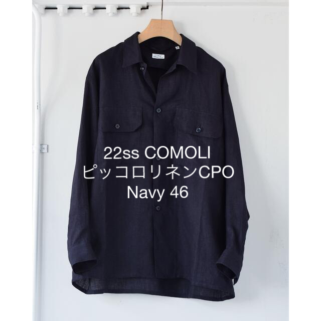 22ss COMOLI ピッコロ製 リネンCPOシャツ Navy 46 【返品交換不可