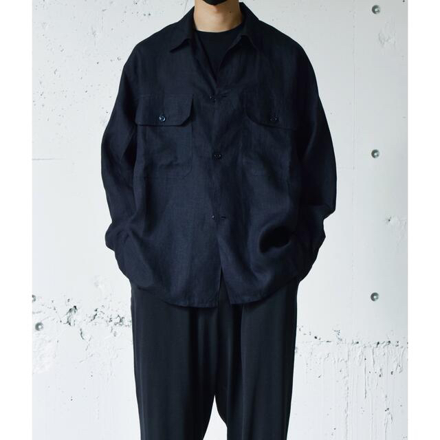 22ss COMOLI ピッコロ製 リネンCPOシャツ Navy 46